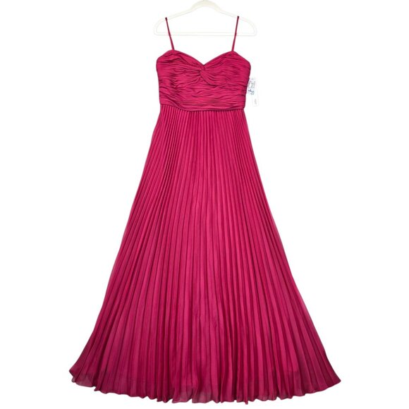 Aqua Formal Dress Womens 6 Red Pleated Chiffon Maxi Gown Ruched Bodice 6352XB - Picture 1 of 12